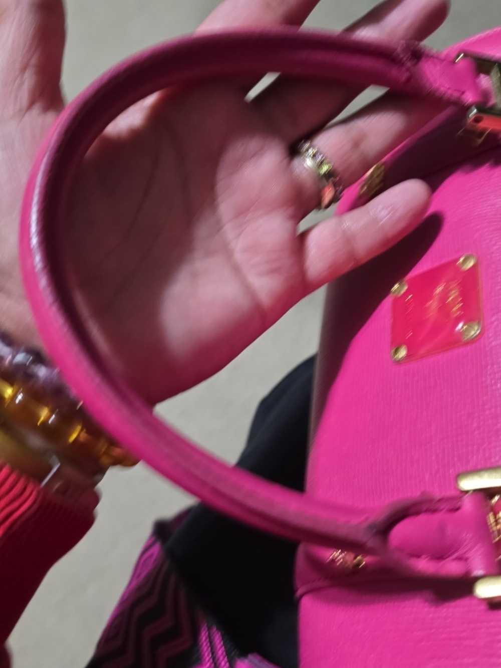 MCM Hot Pink Crossbody Bag with Gold Hardware